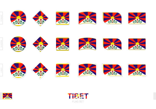 Tibet flag set, simple flags of Tibet with three different effects.