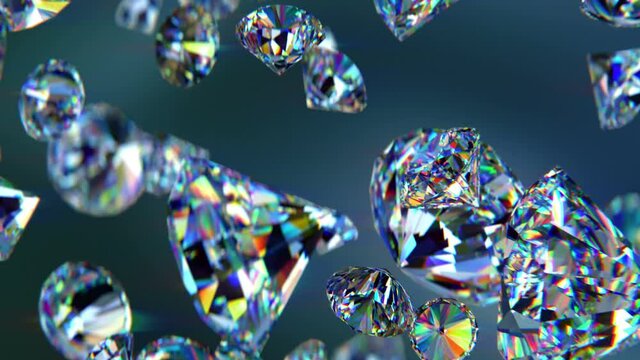 Falling luxury diamonds loop-able background in slow motion 4K