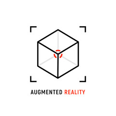 AR reality symbol vector icon. Virtual augmented reality cube screen 3d logo