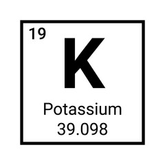 Potassium element periodic table symbol vector icon. Potassium chemistry element symbol