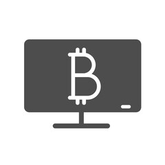 bitcoin digital money silhouette vector icon isolated on white. bitcoin cryptocurrency icon for web, mobile apps, ui design and print
