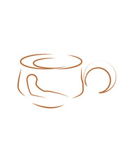 illustration Cup of coffee drawn by lines