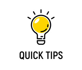 Quick tip hint vector icon bulb. Fact tip idea line icon logo guide