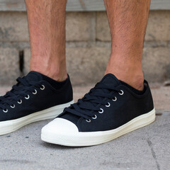 Black canvas sneakers men&rsquo;s shoes apparel shoot