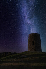 milky way in a tower of the castle in vertical milkyway