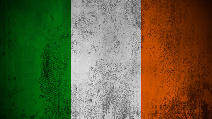 Flag of Ireland . Vintage old texture patriotic flag. Design element.