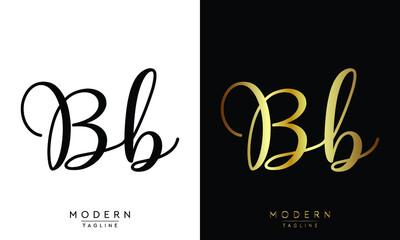 Elegant Handwritten BB letter logo design. Luxury BB Signature Logo Design Vector.