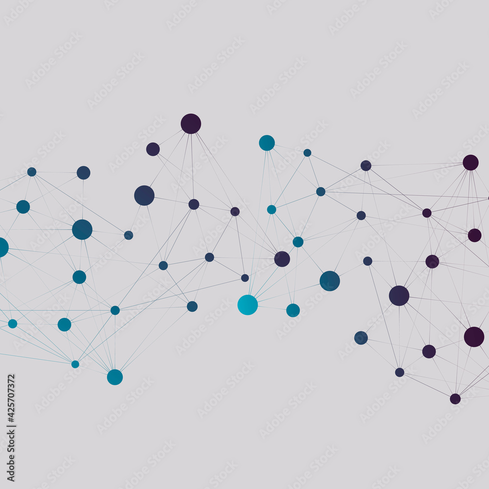 Aufkleber Molecule structure, interconnection network. Technology template vector