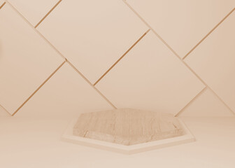 3d rendering gold pastel display podium product stand on background. abstract minimal geometry. Premium Image