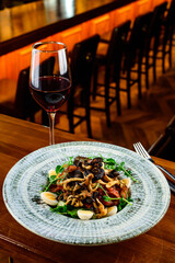 Spicy salad with mushrooms Vegan dish