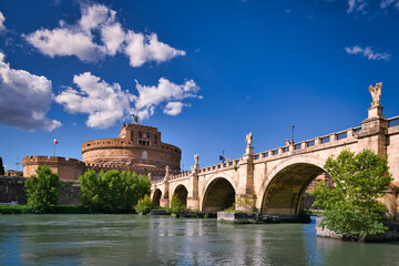 Castel Sant'Angelo and bridge Sant'Angelo, Rome, Italy