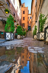 view of the trastevere district, rome, italy