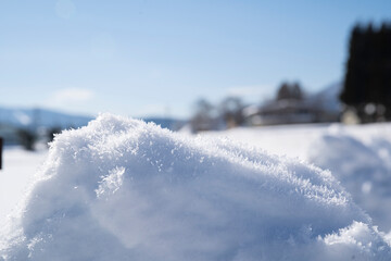 Snow in Nagano Prefecture. Winter nature with frozen background.