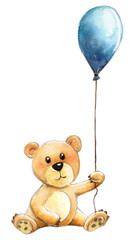 Teddy bear with blue balloon