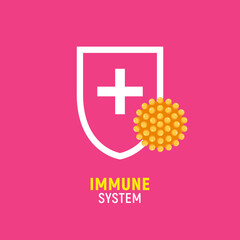 Obraz premium Immune bacteria system sign. Antibacterial virus sign. Immune protection antiseptic, anti desease immune icon