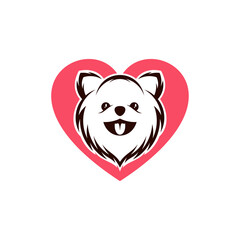 Love Dog logo design vector illustration, Creative Dog logo design concept template, symbols icons