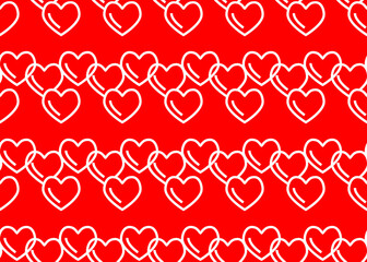 Fototapeta na wymiar Hearts on a red background Geometric seamless pattern. For paper and fabric design.