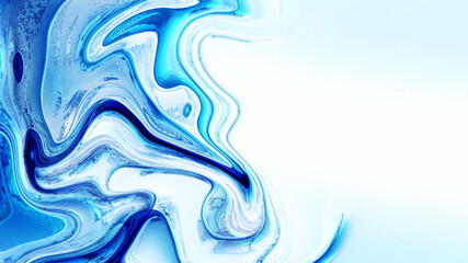 Marble blue ocean splash design. Liquid ink alcohol trendy background.