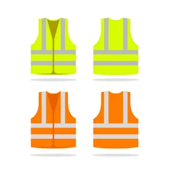Foto op Canvas Safety jacket security icon. Vector life vest yellow visibility fluorescent work jacket © kolonko
