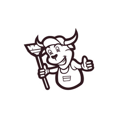 Bull cartoon mascot logo silhouette version. Bulls character logo in sport style, mascot logo illustration design vector