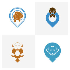 Set of Point Dog logo design vector illustration, Creative Dog logo design concept template, symbols icons