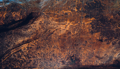 Copper texture aged under influence of weather conditions