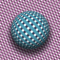 Trippy sphere on surface of polka dot pattern. Vector dizzy moving optical illusion.