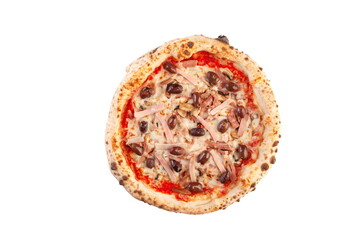 fresh italian pizza on white background