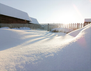 Winter Russian village near the city