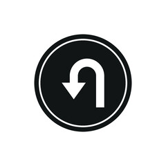 U-turn traffic sign solid icon, Navigation concept road sign with turn symbol on white background, U-Turn road sign icon
