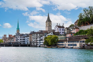Fototapeta na wymiar Zurich city center with river Limmat, Switzerland