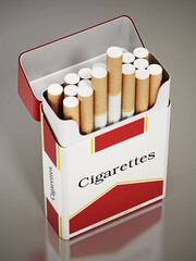 Cigarettes inside fictitious package. 3D illustration
