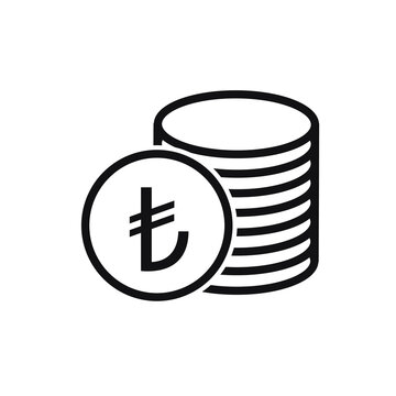 recommend clip art: Turkish lira icon. Money outline vector illustration. Pile of coins icon isolated on white background. Stacked cash