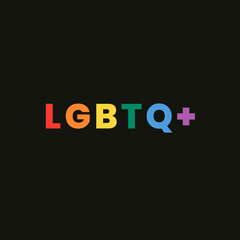 Rainbow with LGBTQ+ text for pride month