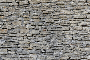 The wall of the old building is built of different pieces of stone