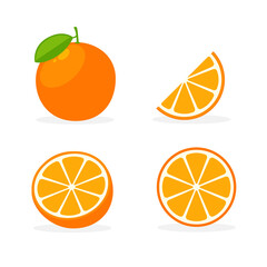 Vector orange flat icon. Simple orange citrus lifestyle symbol health cartoon food