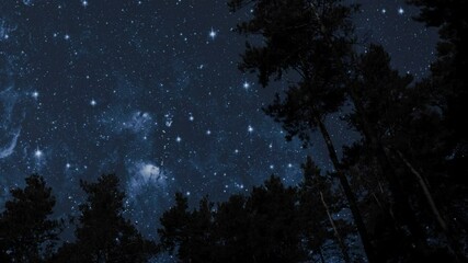 mountain. backgrounds night sky with stars and moon and clouds.