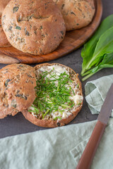 whole grain buns with wild garlic