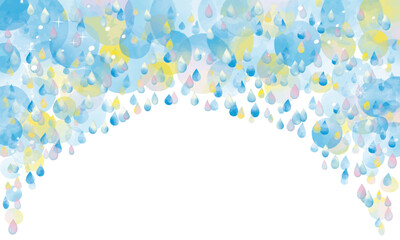 水彩風 カラフルな雨 Watercolor Style Cute Rain Series:Colorful Rain