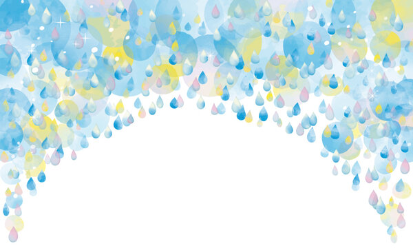 水彩風 カラフルな雨 Watercolor Style Cute Rain Series:Colorful Rain
