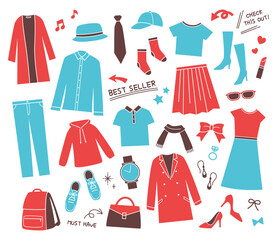 illustration of clothes and belongings