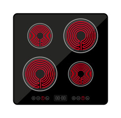 Induction stove cooker electric hob heater. Cooctop ceramic electric induction stove spiral top view