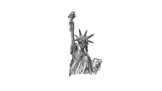 The Statue of Liberty 2d animation hand drawn