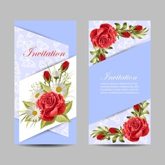 Set of vertical banners with beautiful roses