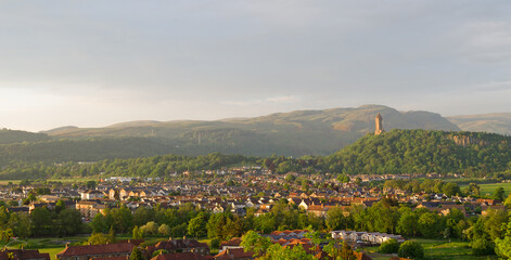Scenic view of Stirling Scotland with the William Wallace Monument in the background