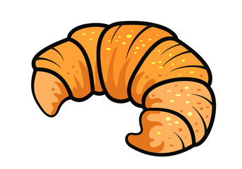 Vector image of croissants on a light background. Drawing lines in color.