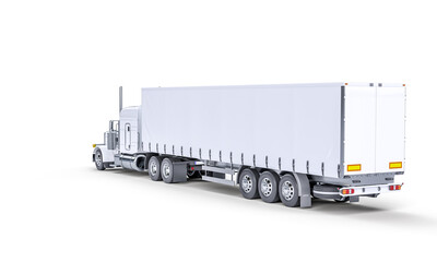 3d render image of a white tarpaulin truck.