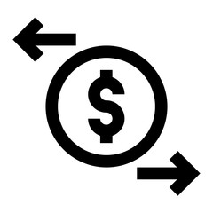 Obraz premium Dollar with arrows in different direction denoting linear icon of cash flow