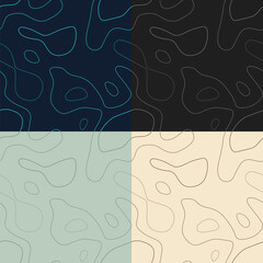 Topography patterns. Seamless elevation map tiles. Authentic isoline background. Trendy tileable patterns. Vector illustration.