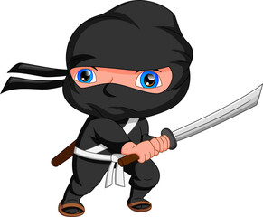 ninja cartoon posing and holding a sword © lawangdesign
